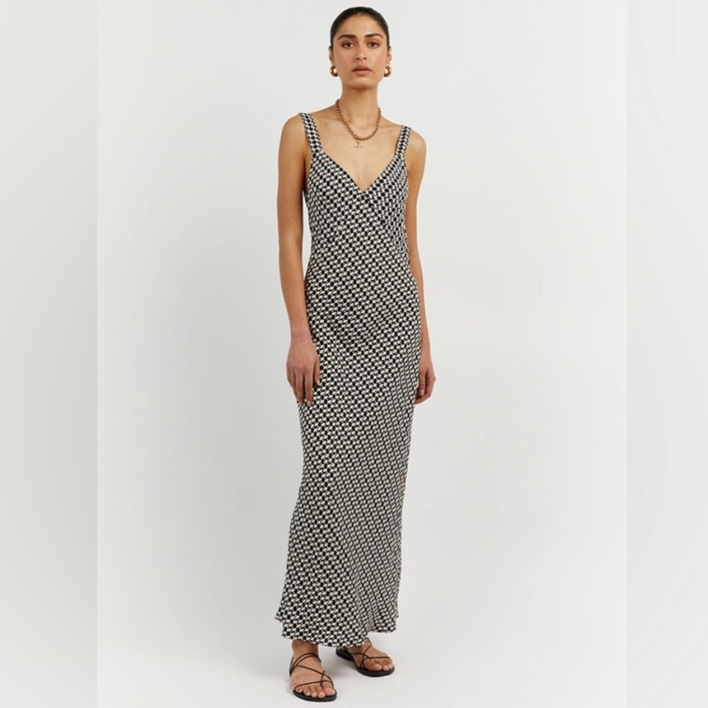 DISSH FAME BLACK WHITE GEO SLIP DRESS - US SIZE 6